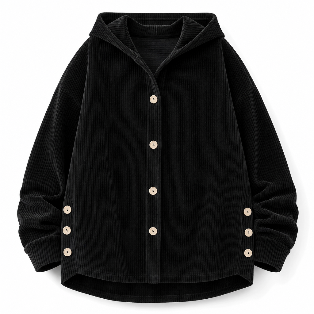 Women's Casual Loose Corduroy Hooded Outerwear