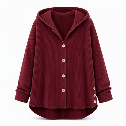 Women's Casual Loose Corduroy Hooded Outerwear