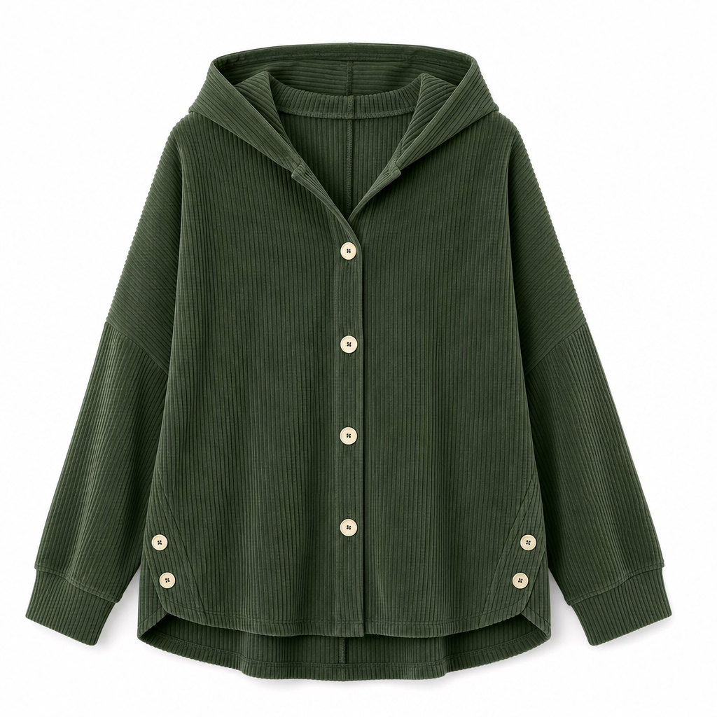 Women's Casual Loose Corduroy Hooded Outerwear