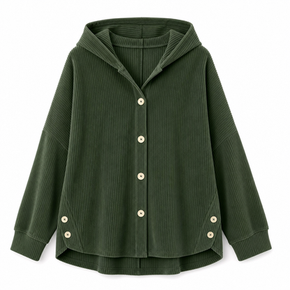 Women's Casual Loose Corduroy Hooded Outerwear