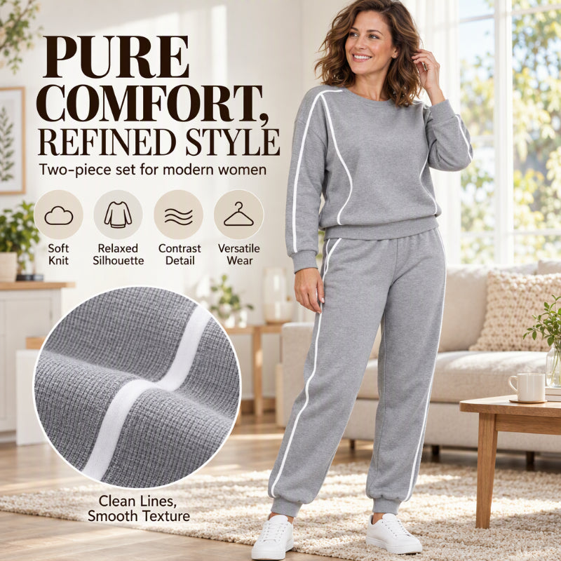 💖💖 🏃‍♀️Women's Contrast Piping Sweatshirt & Joggers 2-Piece Set🩷Free Shipping