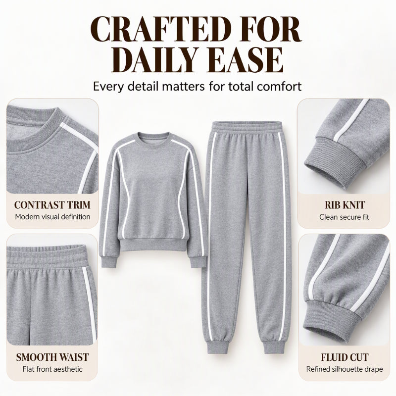 💖💖 🏃‍♀️Women's Contrast Piping Sweatshirt & Joggers 2-Piece Set🩷Free Shipping