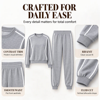 💖💖 🏃‍♀️Women's Contrast Piping Sweatshirt & Joggers 2-Piece Set🩷Free Shipping