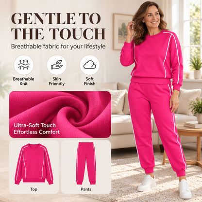 💖💖 🏃‍♀️Women's Contrast Piping Sweatshirt & Joggers 2-Piece Set🩷Free Shipping