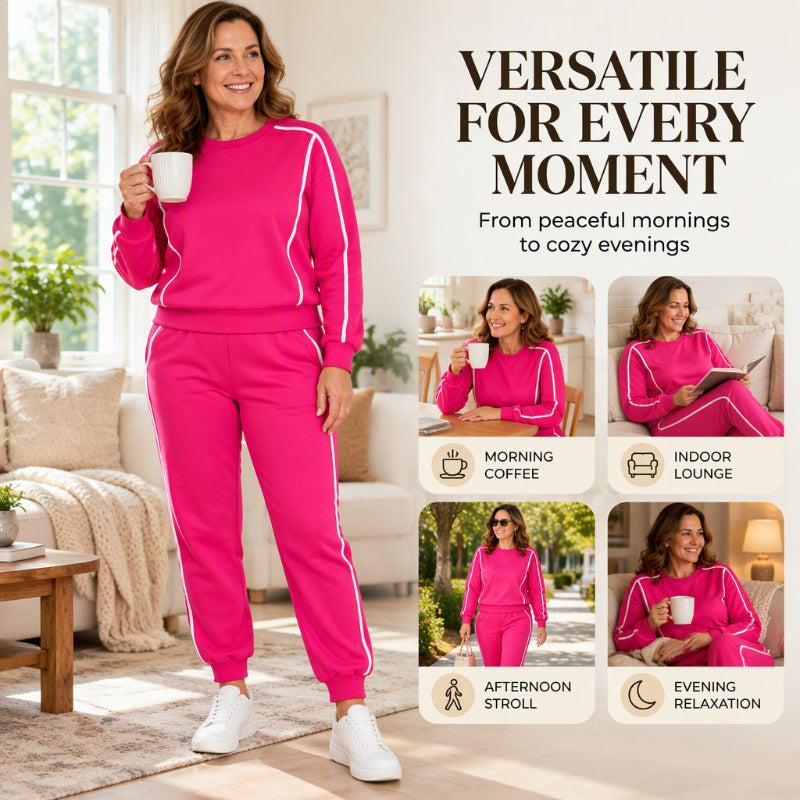 💖💖 🏃‍♀️Women's Contrast Piping Sweatshirt & Joggers 2-Piece Set🩷Free Shipping
