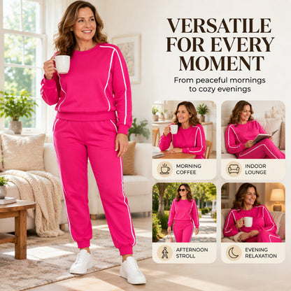 💖💖 🏃‍♀️Women's Contrast Piping Sweatshirt & Joggers 2-Piece Set🩷Free Shipping