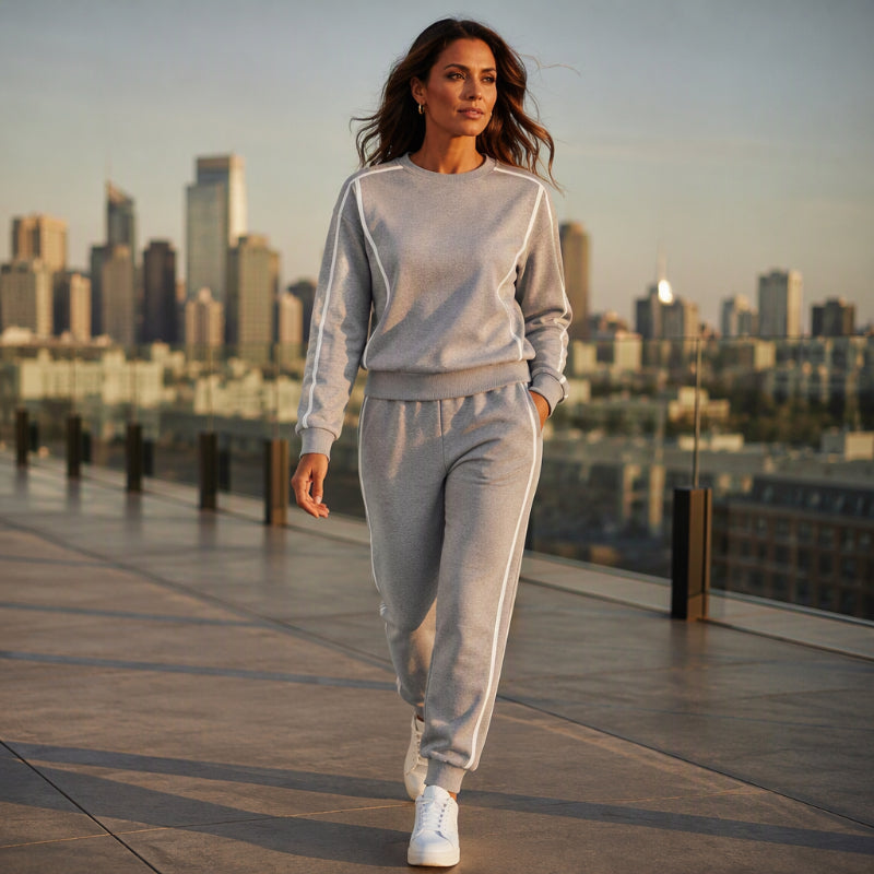 💖💖 🏃‍♀️Women's Contrast Piping Sweatshirt & Joggers 2-Piece Set🩷Free Shipping