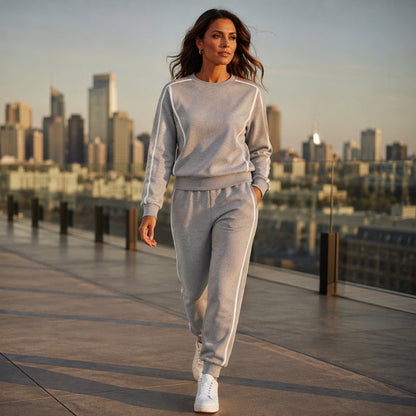 💖💖 🏃‍♀️Women's Contrast Piping Sweatshirt & Joggers 2-Piece Set🩷Free Shipping