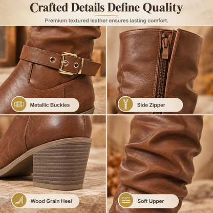 Women's Knee-High Retro Chunky-Heeled Cowboy Boots【FREE SHIPPING】
