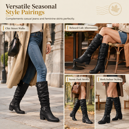 Women's Knee-High Retro Chunky-Heeled Cowboy Boots【FREE SHIPPING】