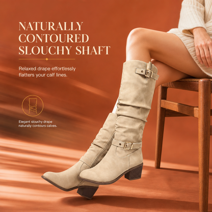 Women's Knee-High Retro Chunky-Heeled Cowboy Boots【FREE SHIPPING】