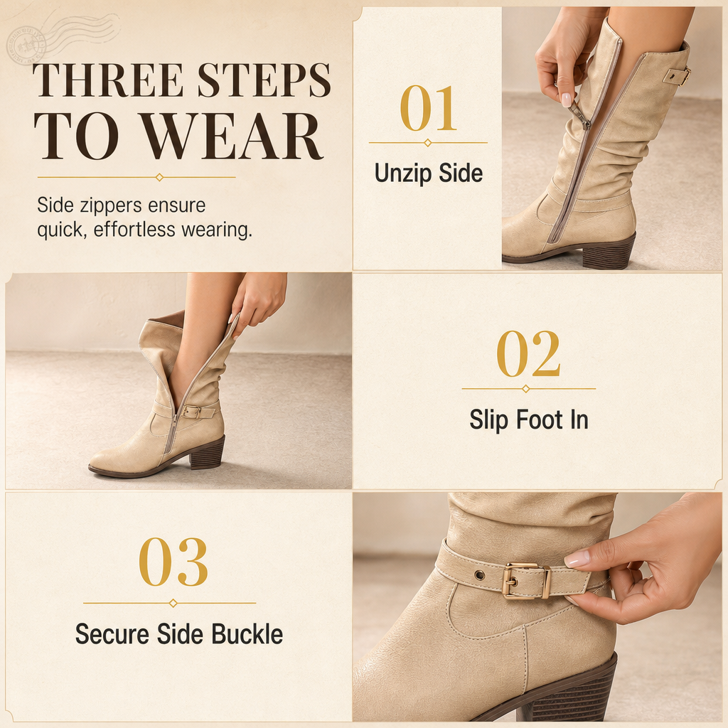 Women's Knee-High Retro Chunky-Heeled Cowboy Boots【FREE SHIPPING】