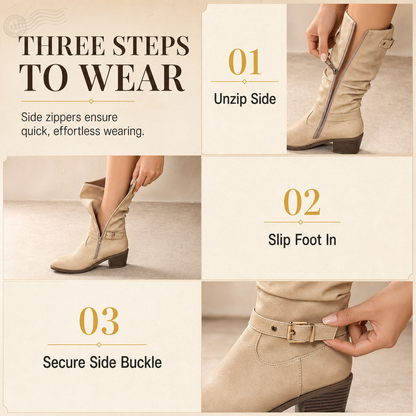 Women's Knee-High Retro Chunky-Heeled Cowboy Boots【FREE SHIPPING】