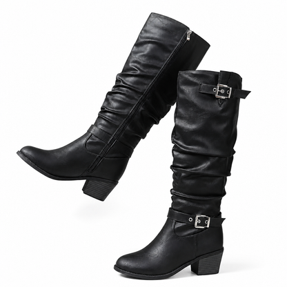 Women's Knee-High Retro Chunky-Heeled Cowboy Boots【FREE SHIPPING】