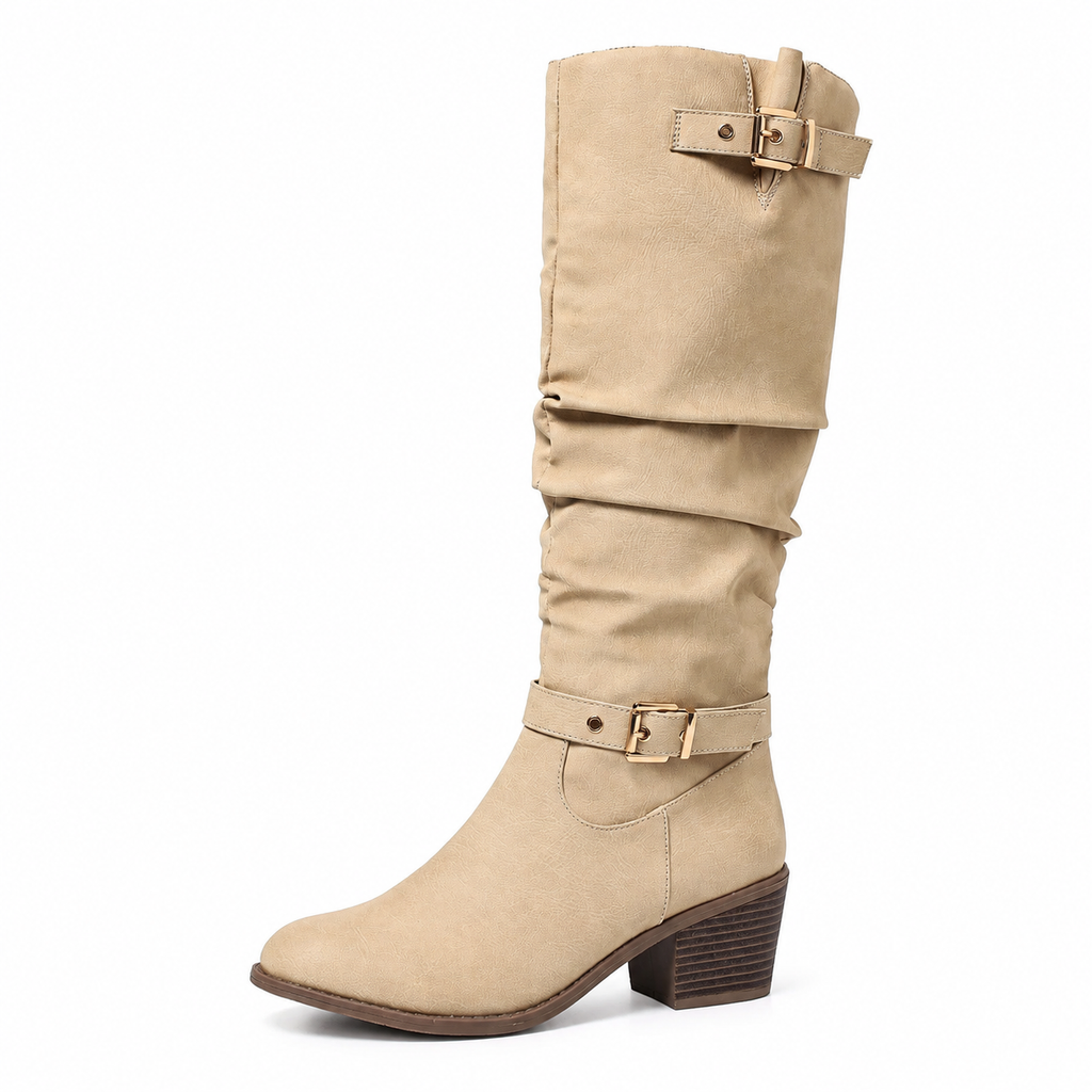 Women's Knee-High Retro Chunky-Heeled Cowboy Boots【FREE SHIPPING】