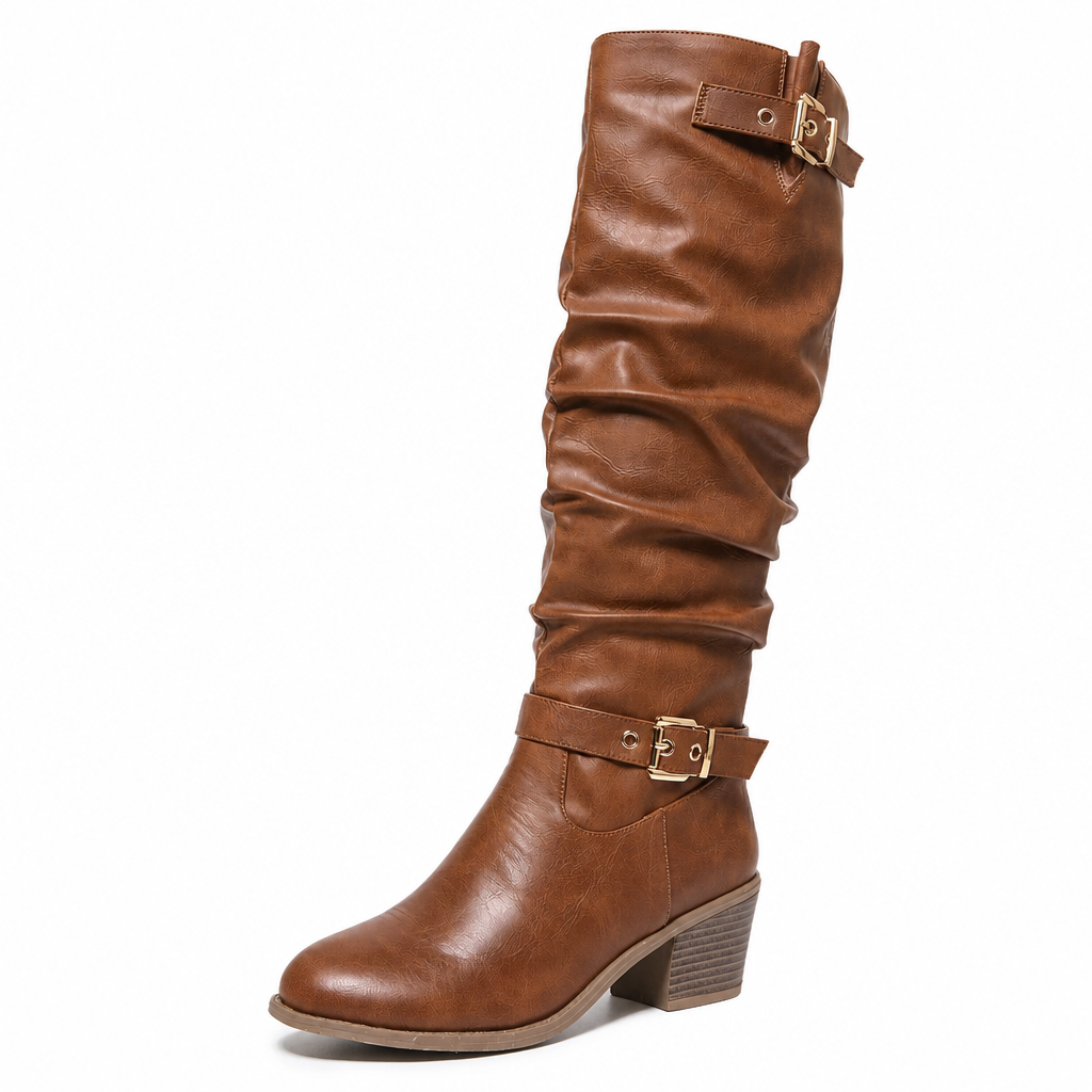 Women's Knee-High Retro Chunky-Heeled Cowboy Boots【FREE SHIPPING】