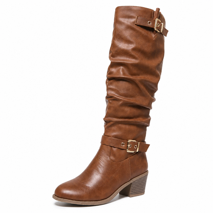 Women's Knee-High Retro Chunky-Heeled Cowboy Boots【FREE SHIPPING】