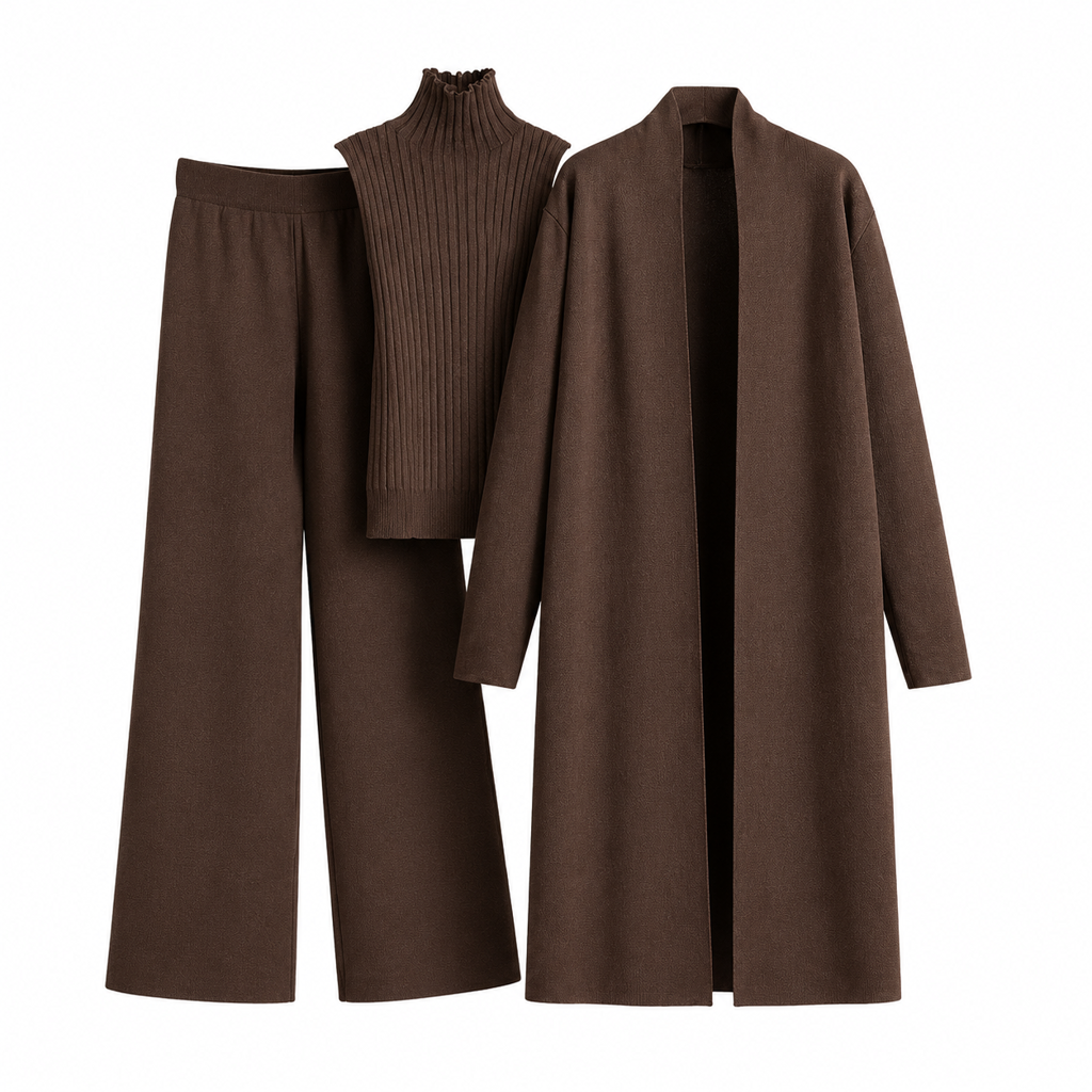 Women Casual Fall Winter 3-Piece Knit Set Sleeveless Vest Cardigan Sweater and Pants Outfit