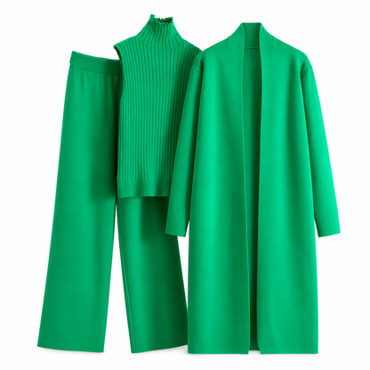Women Casual Fall Winter 3-Piece Knit Set Sleeveless Vest Cardigan Sweater and Pants Outfit