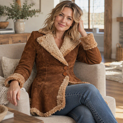 Women's Faux Suede Shearling Lined Jacket