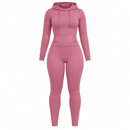 Women Two Piece Outfit Crew Neck Long Sleeve Top and Matching Pants Set for Fall