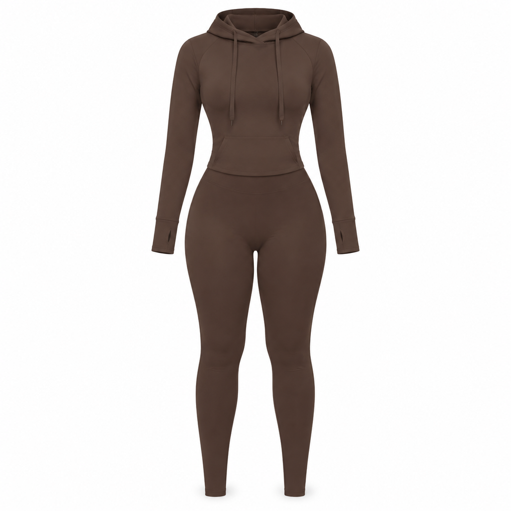 Women Two Piece Outfit Crew Neck Long Sleeve Top and Matching Pants Set for Fall