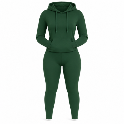 Women Two Piece Outfit Crew Neck Long Sleeve Top and Matching Pants Set for Fall