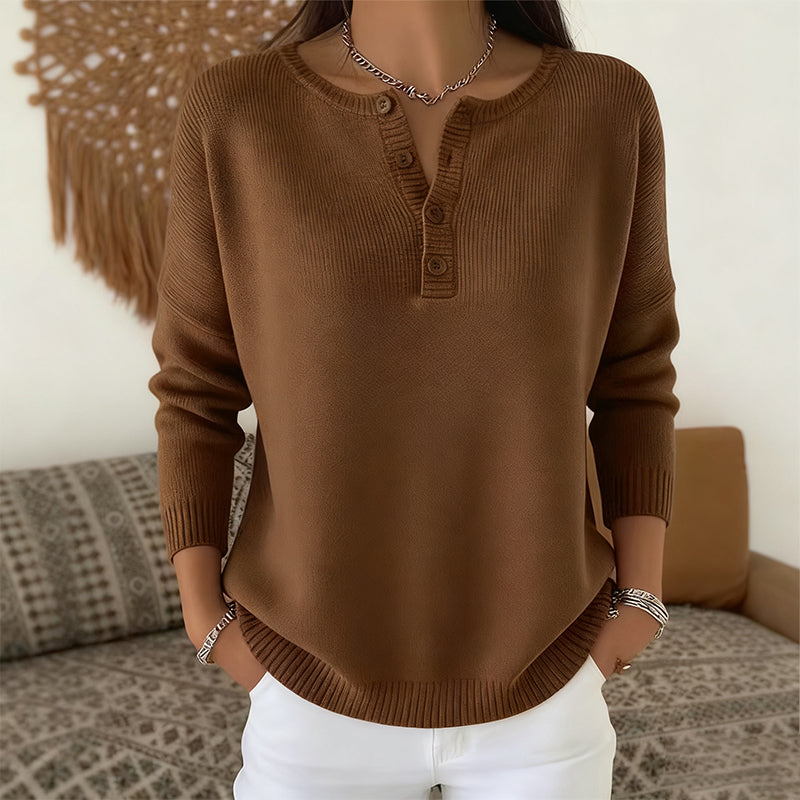 Women's Button V-Neck Knit Sweater