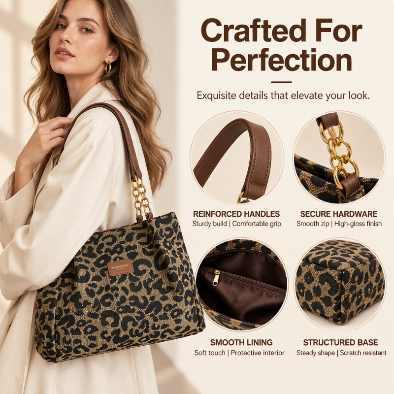 ⏳LIMITED TIME 50% OFF 🐆 Retro Leopard Print Women’s Tote Bag, Spacious & Stylish Daily Carry ✨
