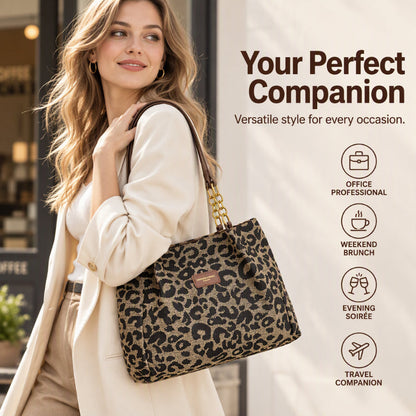 ⏳LIMITED TIME 50% OFF 🐆 Retro Leopard Print Women’s Tote Bag, Spacious & Stylish Daily Carry ✨