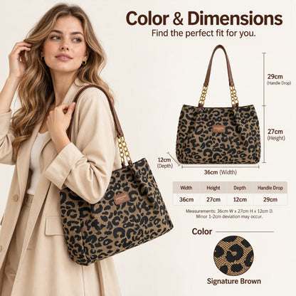 ⏳LIMITED TIME 50% OFF 🐆 Retro Leopard Print Women’s Tote Bag, Spacious & Stylish Daily Carry ✨