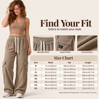 Women's Casual Retro Corduroy Cargo Pants