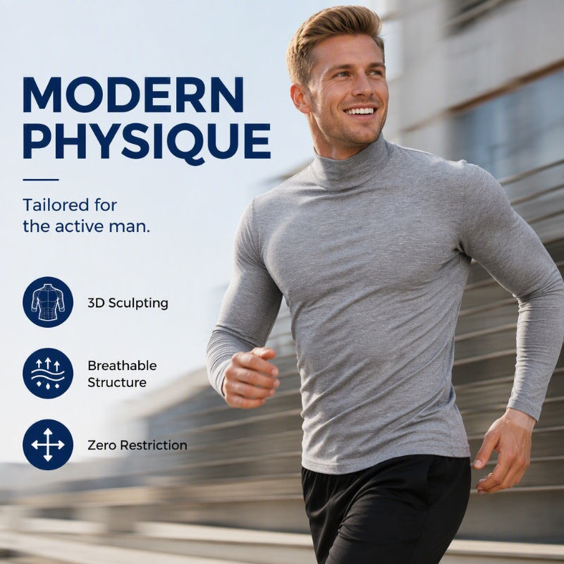 👕 Streamlined Silhouette, Comfortable Neck Coverage | Men's Slim Fit Mock Turtleneck Top