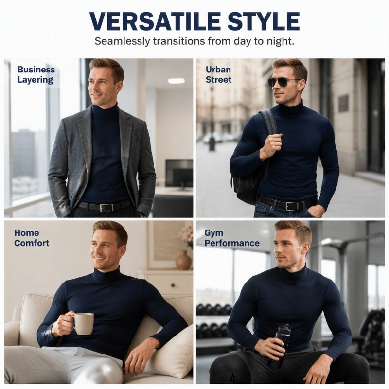 👕 Streamlined Silhouette, Comfortable Neck Coverage | Men's Slim Fit Mock Turtleneck Top