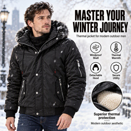 Men's Casual Winter Warm Jacket with Faux Fur Hood🔥𝙁𝙧𝙚𝙚 𝙎𝙝𝙞𝙥𝙥𝙞𝙣𝙜