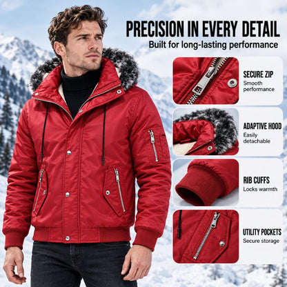 Men's Casual Winter Warm Jacket with Faux Fur Hood🔥𝙁𝙧𝙚𝙚 𝙎𝙝𝙞𝙥𝙥𝙞𝙣𝙜