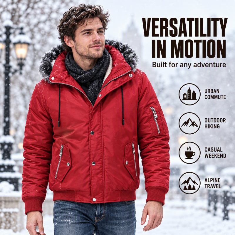 Men's Casual Winter Warm Jacket with Faux Fur Hood🔥𝙁𝙧𝙚𝙚 𝙎𝙝𝙞𝙥𝙥𝙞𝙣𝙜
