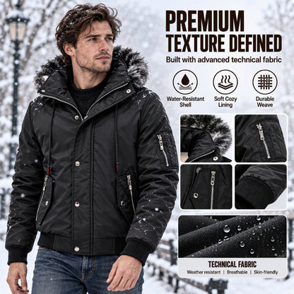 Men's Casual Winter Warm Jacket with Faux Fur Hood🔥𝙁𝙧𝙚𝙚 𝙎𝙝𝙞𝙥𝙥𝙞𝙣𝙜