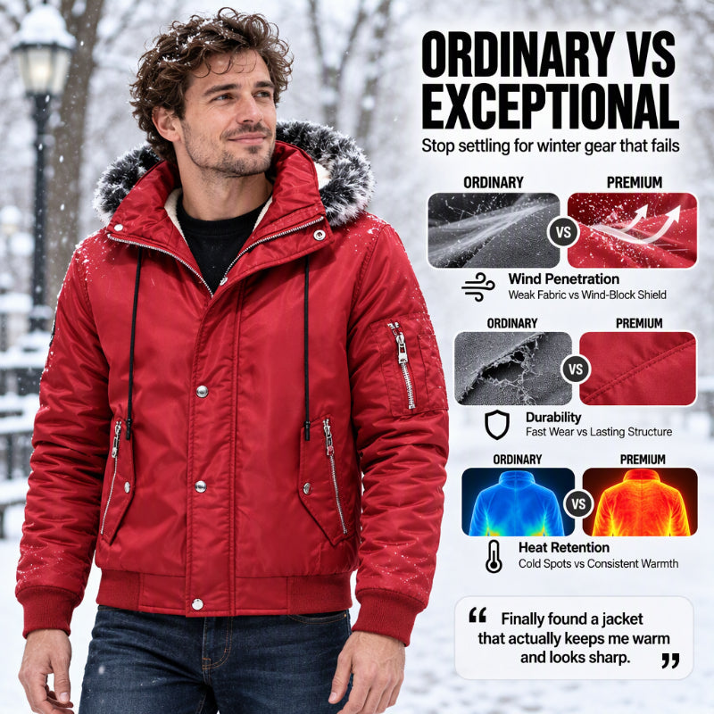 Men's Casual Winter Warm Jacket with Faux Fur Hood🔥𝙁𝙧𝙚𝙚 𝙎𝙝𝙞𝙥𝙥𝙞𝙣𝙜