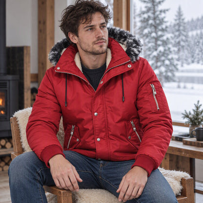 Men's Casual Winter Warm Jacket with Faux Fur Hood🔥𝙁𝙧𝙚𝙚 𝙎𝙝𝙞𝙥𝙥𝙞𝙣𝙜