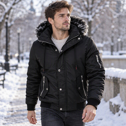 Men's Casual Winter Warm Jacket with Faux Fur Hood🔥𝙁𝙧𝙚𝙚 𝙎𝙝𝙞𝙥𝙥𝙞𝙣𝙜
