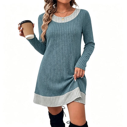 🏆 Hot Sale✨Women's Casual Plaid Patchwork Knit Dress