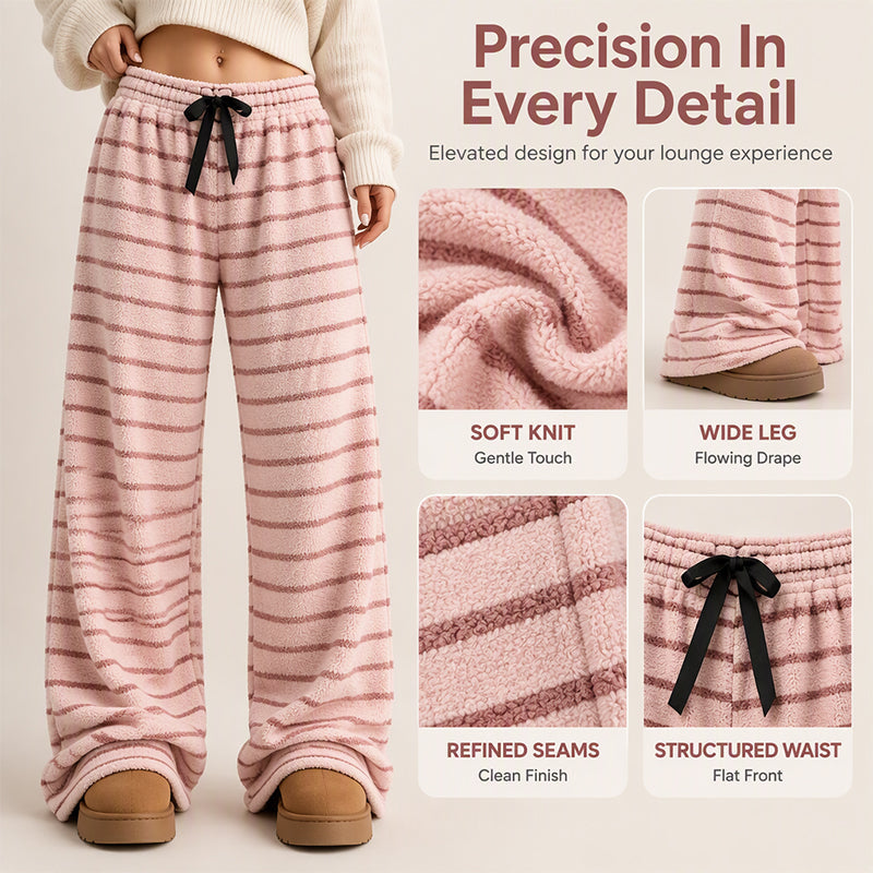 Women's Double-Sided Plush Striped Wide-Leg Pants