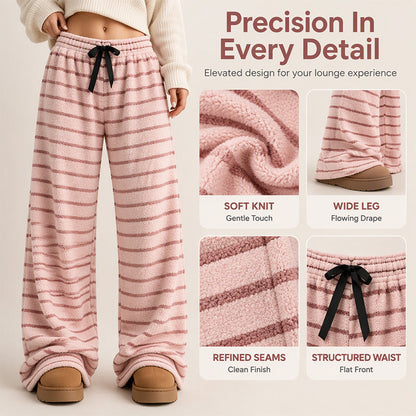Women's Double-Sided Plush Striped Wide-Leg Pants