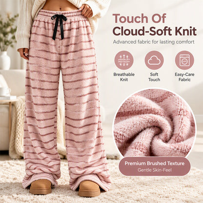 Women's Double-Sided Plush Striped Wide-Leg Pants