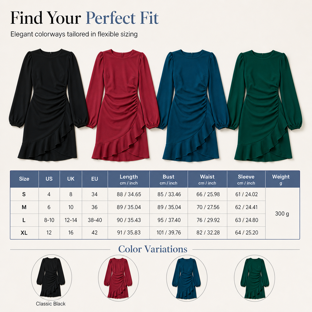 👗 Feminine Sleeve Volume, Sculpting Silhouette | Women's Solid Color Puff Sleeve Bodycon Dress