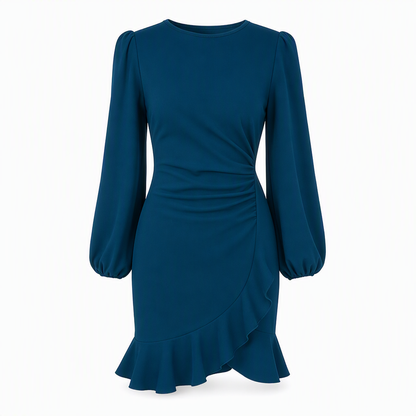 👗 Feminine Sleeve Volume, Sculpting Silhouette | Women's Solid Color Puff Sleeve Bodycon Dress