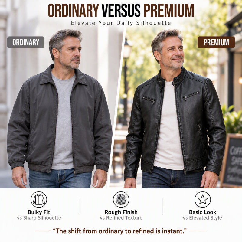 Men's Stylish Stand Collar PU Leather Jacket