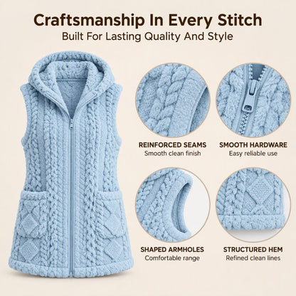 Women's Cozy Double-Sided Fuzzy Hooded Vest