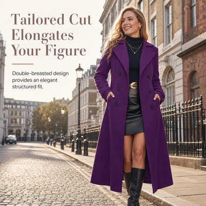 Women's Long Double Breasted Textured Coat Elegant Commuter Outerwear🔥𝙁𝙧𝙚𝙚 𝙎𝙝𝙞𝙥𝙥𝙞𝙣𝙜